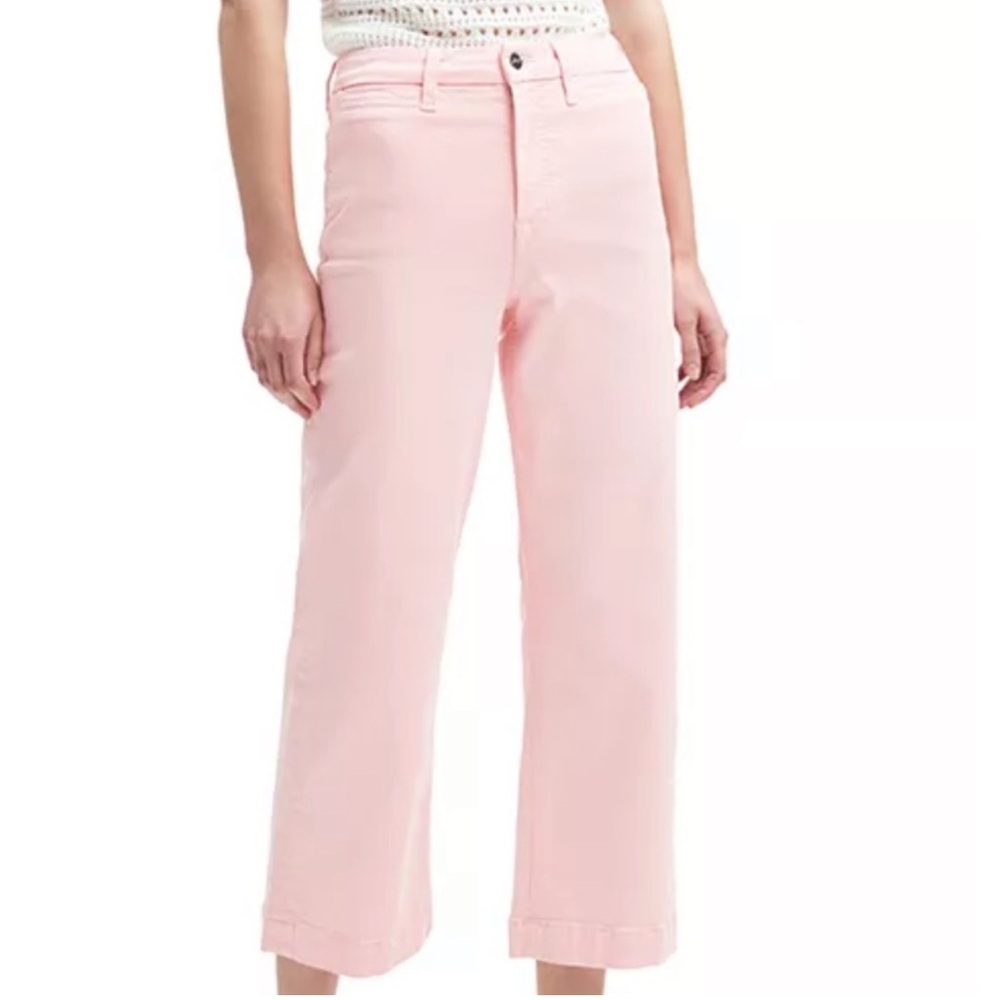 Jen7 7 4 All Mankind Pink Wide Leg Crop Pant Jeans - Picture 9 of 11